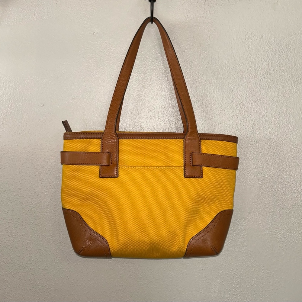 Michael Kors canvas leather trim Yellow and Brown Tote - Picture 2 of 8
